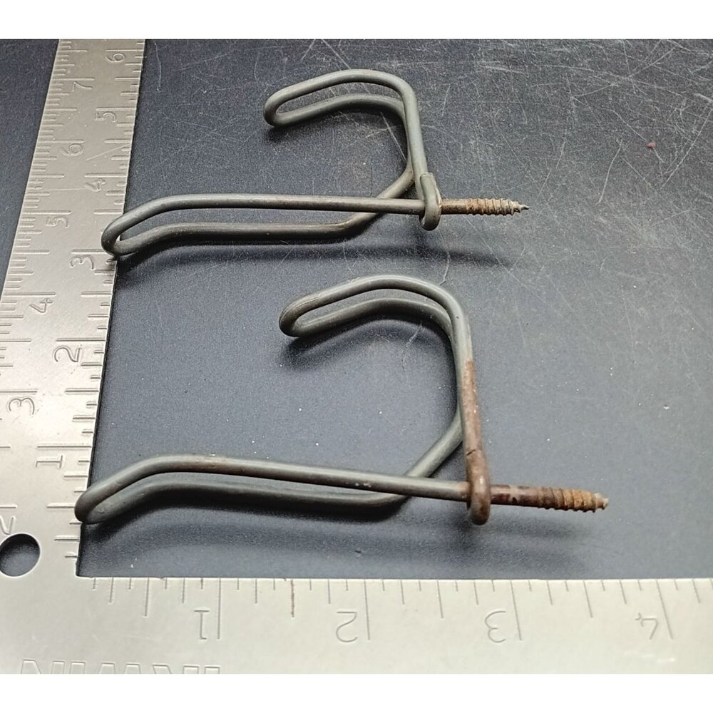 Rustic Vintage Metal Schoolhouse Wall Hooks Set Of 2 With Screw Mounts for Home - Picture 2 of 2